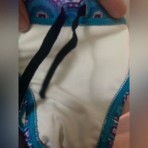EQ Viva Blue Patterned Drawstring Bikini Bottoms Size Large - Picture 4 of 4